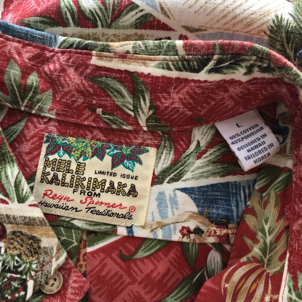 Reyn Spooner Mele Kalimaka Aloha Christmas Holiday Santa Postcard Hawaiian Shirt - Picture 11 of 11